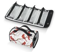 4 In 1 Hanging Toiletry Bag Roll-Up Makeup Bag with 4 Detachable Removable Zipper Clear PVC Pouch, Folding Waterproof Cosmetic Organizer Bag For Travel Gym Camping Grooming Dai（Vintage Bird）