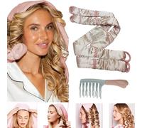 4-in-1 Heatless Curlers Set for Long Lasting Curls & Waves, No Heat Overnight Curling Rods with Satin Cover & Curling Comb, for All Hair Volumes and Lengths