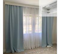 4-in-1 heavy-duty curtain valance with double rails, extra-long 4.2 m (13.8 ft) curtain track for ceiling/wall mounting and valance box, ideal for home decoration