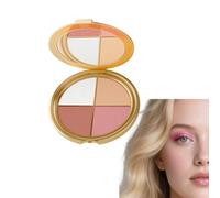 4-in-1 Highlighting Eye & Cheek Palette - Shimmer Glow Eyeshadow, Blush, Contour & Highlighter Compact, Waterproof & Long-Lasting Makeup Palette for Natural Radiant Look, Travel Size for Women (1pcs)