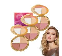 4-in-1 Highlighting Eye & Cheek Palette - Travel Makeup Palette - Neutral Eyeshadow & Blush Powder for Women, Multifunctional Contour Kit for Face, All in One Makeup Kit with Eyeshadow (3 PCS)