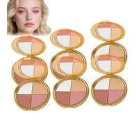 4-In-1 Highlighting Eye & Cheek Palette - Travel Size Shimmer Glowing Makeup With Eyeshadow, Blush & Highlighter For Women’S Face & Cheeks，Waterproof & Long Lasting Lighten Skin Color (6)