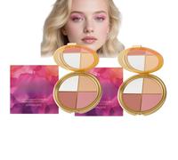 4-In-1 Highlighting Eye & Cheek Palette - Travel Size Shimmer Glowing Makeup With Eyeshadow, Blush & Highlighter For Women’S Face & Cheeks，Waterproof & Long Lasting Lighten Skin Color (2)