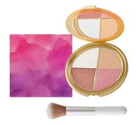 4-In-1 Highlighting Eye & Cheek Palette With Brush - Metallic Shimmer, For Eyeshadow/Blush/Contour/Highlighting, 1 Set