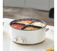 4 in 1 Hot Pot, Mandarin Duck Electric Chafing Dish Four-Grid Multi-Functional Household, Four Palace Grid Integrated Rice Cooker - 6 Large Liters Capacity - Non-Stick Coating