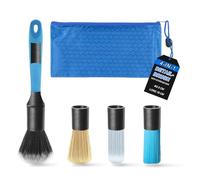 4-in-1 Interchangeable Car Detailing Brushes Set, Auto Detail Cleaning Brush Tool Kit with Storage Bag for Car Leather Emblems Air Vents Alloy Wheels Engine Bay Interior & Exterior Wash Care