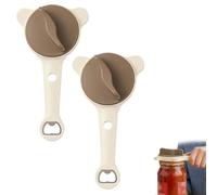 4-in-1 Jar Opener, Adjustable Stainless Steel Lid Remover, Multi Functional Lid Remover with Non Slip Teeth, Multi Function Bottle Opener Manual Opener for All Jars, Beer Bottles & Cans (2pcs)