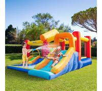 4 in 1 Kids Bouncy Castle Extra Large Double Slides & Trampoline Design Inflatable House Pool Climbing Wall with Blower Carrybag for Kids Age 3-8