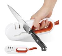 4 in 1 Knife Sharpener - Knife Sharpeners for Kitchen | with 4 Sharpening Slots and Grip Handle | for Ceramic Knives, Steel Knives and Scissors, Aiding in Repair, Restoration, and Polishing of Blades