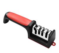 4-in-1 Knife Sharpener, Red Black, PP and Stainless Steel, 3 Stage Sharpening System, 21.7 x 5.3 x 6 cm