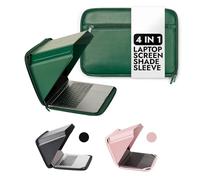 4-in-1 Laptop Screen Shade - Original Pro Sleeve - Built-in 4-in-1 Screen Shade, VeganHemp LTR, Sun, Privacy, Heat & Contrast Protection, Fits 15-16” MacBook, Patented, Green | PHILBERT Danish Design