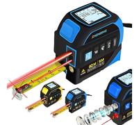 4-in-1 Laser Tape Measure,16Ft Tape 60m/197ft Digital Meter Ruler,Cross-Line Laser,Tool with Large LCD Display,Rechargeable,for DIY Construction Professional Use (Blue)
