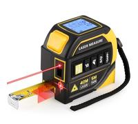 4-in-1 Laser Tape Measure - Class 2, 40M Laser Distance Meter, 5M Tape Measure, Cross-Line Laser Level, Dual-Axis Electronic Angle, LCD Display, for DIY, Construction Projects