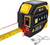 4-in-1 Laser Tape Measure with Laser Level Crosshairs |130ft/40m Laser Distance+16ft/5m AutoLock Tape | Backlit LCD Display (Ft/Inch/M/mm) | for DIY,Construction, Interior Design (Yellow)