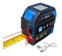 4-in-1 Laser Tape Measure with Laser Level Crosshairs | USB Charging 130ft/40m Laser Distance+16ft/5m AutoLock Tape | Backlit LCD Display (Ft/Inch/M/mm) | for DIY, Construction(Blue)