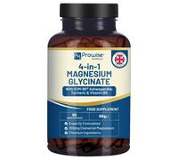 4-in-1 Magnesium Glycinate Added with KSM-66 Ashwagandha, Turmeric and Vitamin B6 | 90 Vegan Capsules | 4,001 mg per Serving | Eas