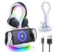 4-in-1 Magnetic Charging Dock for PS Portal & Playstation Pulse Elite Headset, KOVA Case-Friendly Charger Stand for Playstation Portal Accessories with 11 Light Modes & 2x USB Ports &1x Cable