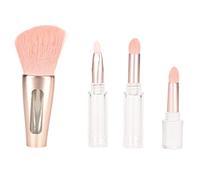 4 in 1 Makeup Brush, Foundation Blending Brush, Eyeshadow Blush Blending Brush with Soft Synthetic Fibres, Portable Transparent Handle for Home Office Travel
