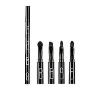 4-in-1 Makeup Brush, Premium Detachable Multi-Section Cosmetic Brush, Portable Travel Kit for Lips, Eyes, Eyebrows, Black