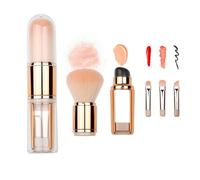 4 in 1 Makeup Brush Set Silicone Facial Cosmetic Brush Multi-uses Blending Silicone Foundation Sponge, Eyeshadow, Eyebrow, Blush & Lip Gloss Brush On-the-Go Makeup Applicator Tool (Rose Gold Brush)
