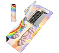 4 in 1 MANBASNAKE Cloud Mouse Pad Wrist Support Keyboard Wrist Rest Set with Ergonomic Memory Foam,Non-Slip Base,Cloud Coasters for Home,Office,Laptop,Desktop Computer,Easy Typing Pain Relief- Pink