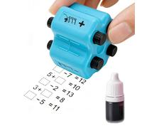 4-in-1 Math Practice Roller Stamp Set, Fun Math Learning Kit for Kids Master Multiplication, Division, Addition & Subtraction Within 100, Educational Toy & Learning Tools (Blue)