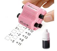 4-in-1 Math Practice Roller Stamp Set, Fun Math Learning Kit for Kids Master Multiplication, Division, Addition & Subtraction Within 100, Educational Toy & Learning Tools (Pink)