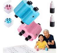 4-in-1 Math Practice Roller Stamp Set, Reusable Math Teacher Maths Roller Stamp, Magic Stamp Maths Roller for Addition Subtraction Multiplication Division Within 100 (Pink + Blue)