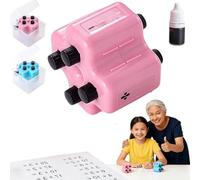 4-in-1 Math Practice Roller Stamp Set, Reusable Math Teacher Maths Roller Stamp, Magic Stamp Maths Roller for Addition Subtraction Multiplication Division Within 100 (Pink)