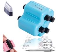 4-in-1 Math Practice Roller Stamp Set with 5 Refill Ink, Smart Addition Subtraction Multiplication Division Tool, Adjustable Equation Printer for Home Use (Blue)