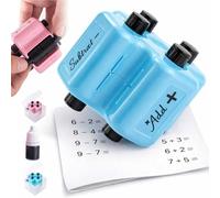 4 in 1 Math Roller Stamp for Kids, Addition Subtraction Multiplication and Fill in the Blank Practice Tool, Refillable Reusable Math Stamp Roller for Classroom Homeschool and Home Use (Blue)