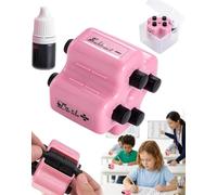 4 in 1 Math Roller Stamp, Math Stamp Roller,Addition Subtraction Multiplication Division Practice Tool, Randomized Roller Digital Teaching Stamp, W/Refill Ink, Classroom Home Use (Pink)