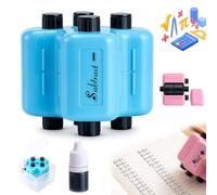 4 in 1 Math Roller Stamp Set, Addition Subtraction Multiplication Division Practice Tool for Kids, Reusable Digital Teaching Roller Within 100, Learning Toy with Refill Ink (Blue,1 Ink)