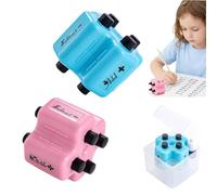 4 in 1 Math Roller Stamp Set, Addition Subtraction Multiplication Division Practice Tool, Refillable Reusable Math Teaching Stamp for Kids Classroom Homeschool Learning (Mix-2PCS)