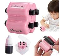 4 in 1 Math Roller Stamp Set - Addition Subtraction Multiplication Division Practice Tool, Reusable Math Roller Stamp with Adjustable Knob for Kids Preschool & Elementary Learning (Pink)