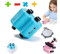 4 in 1 Math Roller Stamp Set - Addition Subtraction Multiplication Division Practice Tool, Upgraded Randomized Digital Roller Stamp, Reusable, for Preschool & Elementary Learning (Blue)