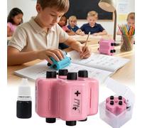 4 in 1 Math Roller Stamp Set, Addition Subtraction Multiplication & Division, Upgraded Educational Maths Practice Tool for Kids, Randomized Arithmetic Teaching Stamps (Pink)