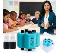 4 in 1 Math Roller Stamp Set, Addition, Subtraction, Multiplication & Fill-in-The-Blank Practice Tool for Kids, Roller Digital Teaching Stamps with Refill Ink, Classroom & Home Use (Blue)