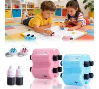 4 in 1 Math Roller Stamp Set - Addition Subtraction Multiplication & Fill-in-the-Blank Practice with Refill Ink - Reusable Educational Tool for Classroom Homeschool Learning (2Pcs)