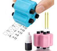 4 in 1 Math Roller Stamp Set, Fun Math Learning Kit, Educational Toy & Learning Tools, for Addition Subtraction Multiplication Division Within 100, for Kids Preschool & Elementary Learning (Blue)