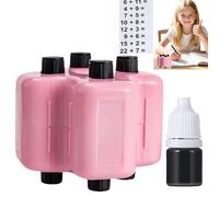 4 in 1 Math Roller Stamp Set,Math Roller Stamp Practice Tool,Addition Subtraction Multiplication Division Practice Tool,Reusable Roller Digital Teaching Stamp,for Preschool&Elementary Learning #Pink