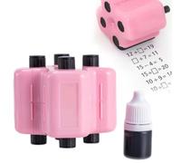 4 in 1 Math Roller Stamp Set, Roller Digital Teaching Stamp, Addition, Subtraction, Multiplication & Fill-in-The-Blank Practice Tool for Kids, Classroom & Home Use (Pink)