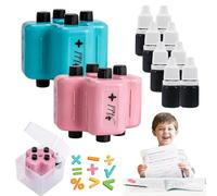 4 in 1 Maths Roller Stamp Set for Kids, Addition Subtraction Multiplication Division Practice Tool, Reusable Math Stamp Roller for Preschool & Elementary Learning, Educational Gift (Pink +Blue)