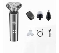 4 in 1 Men's Rotary Shavers with LED Digital Display, Cordless Electric Razor for Beard Nose Hair Face Trimmer, Facial Cleansing Brush, Dry/Wet Shaving