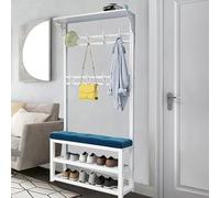 4-in-1 Metal Coat Rack with Shoe Bench Industrial Hall Tree with 9/11 Hooks Entryway nizer with Removable Hooks & Shelf Perfect for Hallway and Entryway