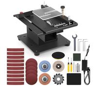 4 in 1 Mini Multi-Functional Table Saw 250W with Mini Bench Belt Sander, Belt Grinder & Mini Disc Sander, 7 Variable Speeds,10 Sanding Belts, 5 Sanding Disc for Wood Metal DIY Handmade Woodworking