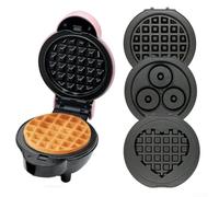 4-in-1 Mini Waffle Maker With Removable Plates, Breakfast Bread Maker Create Waffles, Pancakes & Donuts Fast & Easy(RED THREE)