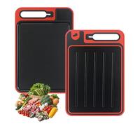 4 in 1 Miracle Melt Defrosting Board, Double Sided As Chopping Board with Grater, Sharpener, Miracle Melt Defrost Tray for Meat, Fish, and Food(Red)
