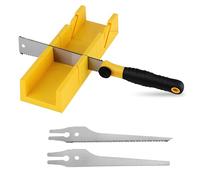 4-in-1 Miter Box and Saw Set, 3 Japanese Pull Saws Multiple Angle Cuts 45° 90° 135° Mitre Box, Clamping Mitre Block and Saw, Ergonomic Handle for Woodworking, Metal and Drywall DIY Projects