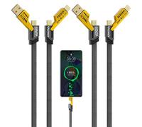 4 in 1 Multi Charger Cable,2PCS 65W 2M Fast Charging Multi-Port Cable with USB A/C to iPhone Charger Cable & USB C Cable Nylon Braided Wire, Compatible with Phone/Android/Pad/More